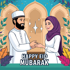 Warm Eid Mubarak Greetings Illustration








