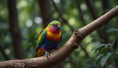 Obraz premium Vibrant Rainbow Lorikeet on Branch