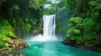 Naklejka premium Waterfall in Lush Rainforest