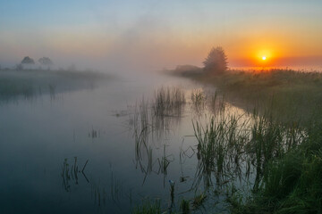 autumn sunrise over the lake