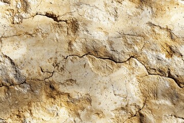 Cracked dry earth, showcasing a textured surface with light brown and beige tones. The cracks...