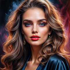 Fototapeta premium A Painting of Timeless Elegance: Flawless Beauty with a Touch of Fashion and Care