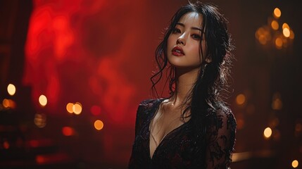 Naklejka premium Captivating Opera Singer Performing on Stage with Passion and Grace