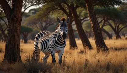 Obraz premium Majestic Zebra in Serene Landscape