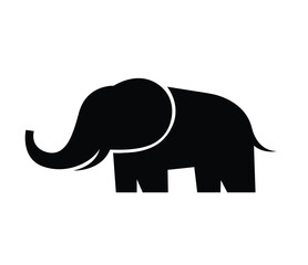 Creative Black Elephant Shape Walking Logo Vector Symbol Design Illustration