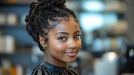 Professional hair stylist creatively crafting a unique look in a modern salon studio