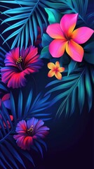 Exquisite tropical flowers with deep fluid colors