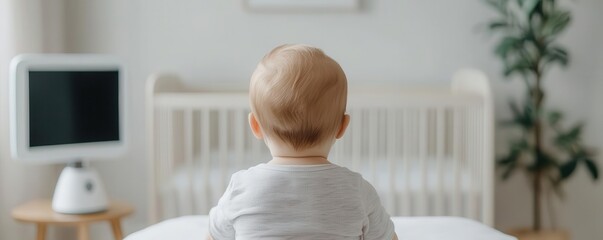 Smart baby monitor streaming live video and audio to parents' smartphones, providing real-time updates, smart baby monitor, parenting tech