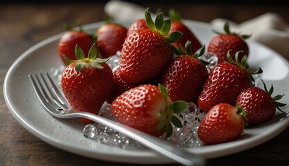 Fresh Strawberries on Decorative Plate