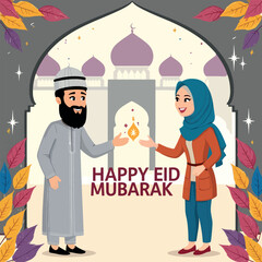 Warm Eid Mubarak Greetings Illustration







