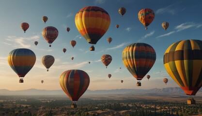 Naklejka premium Colorful Hot Air Balloons in Flight