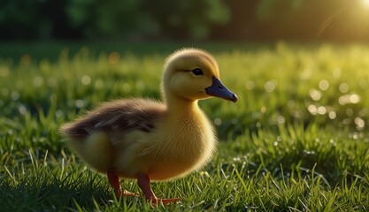 Obraz premium Adorable Duckling in Sunlight