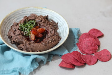 Rich Chocolate Ganache Dessert with Fresh Strawberries and Beet Chips - Gourmet Plated Treat