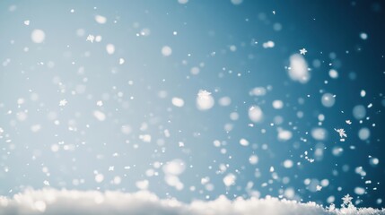 Fototapeta premium Winter Wonderland: Soft Falling Snowflakes Against Clear Sky