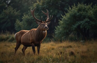 Majestic Stag in Lush Forest