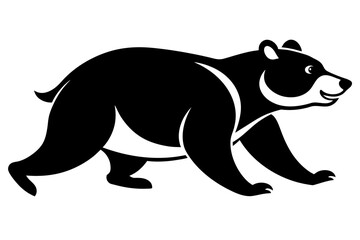  A black and white Bear animal running looking on camera vector art illustration