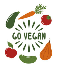 Vector vegan concept art with vegetables