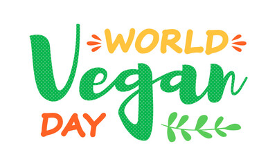 Fototapeta premium World Vegan Day, flat cartoon Illustration for poster or banner.