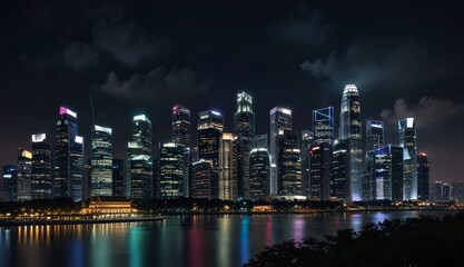 Vibrant Night Skyline of Singapore