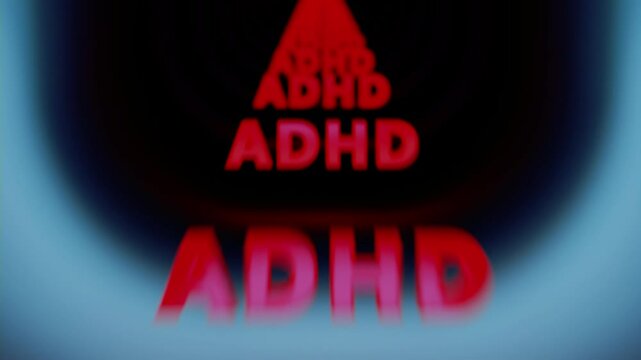 ADHD - Attention-Deficit Hyperactivity Disorder - hyperactivity, and impulsivity

words moving in the line
seamless loop video
3D render animation