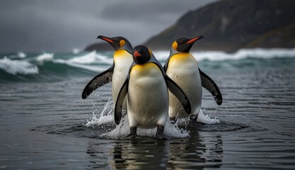 Obraz premium Majestic Penguins on the Shoreline