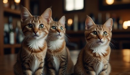 Fototapeta premium Curious Cats in Cozy Setting