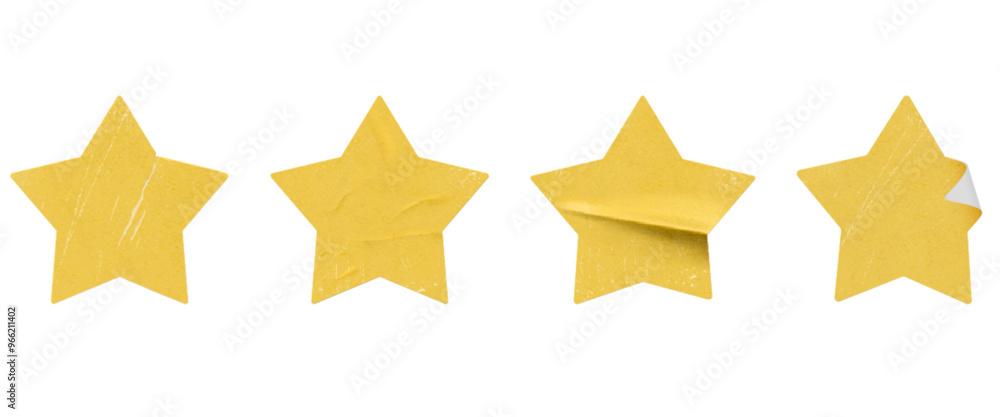 Wall mural yellow star paper stickers vector illustration set