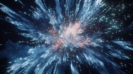 Festive Fireworks Spectacular with Captivating Negative Space Illumination