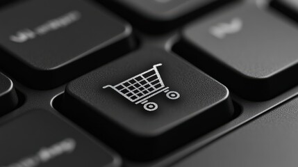 Obraz premium Black Friday Shopping Cart Icon on Keyboard Key Close-Up