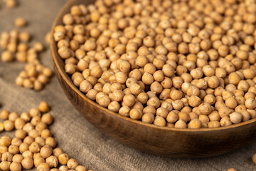 uncooked healthy grains of chickpeas porridge
