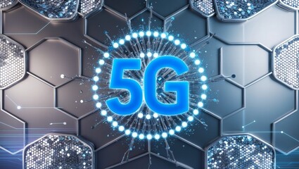 Obraz premium A digital illustration of 5G network technology