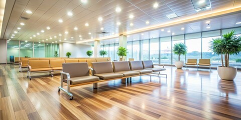 Modern Waiting Area with Bright Lighting and Wooden Floor, waiting area, airport lounge, interior design