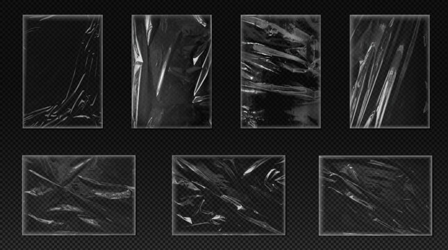 Plastic vinyl torn wrap textures vector illustration set