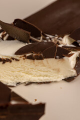 natural eco-friendly ice cream in chocolate glaze lies on a plate