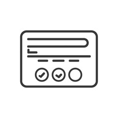 A rectangular form with checkmarks and a circle