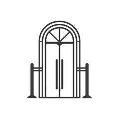 Arched Double Door Entrance with Side Rails