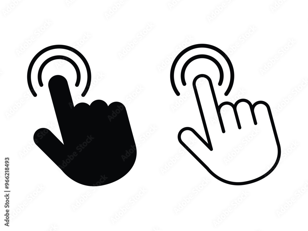 Poster hand cursor icon set. click icon vector, pointer, hand click, click hand cursor icon, mouse tap sign