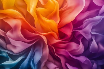 Obraz premium A captivating abstract image showcasing vibrant, swirling colors, reminiscent of flowing fabric or a kaleidoscope. The colors transition seamlessly, creating a dynamic and energetic composition. The i