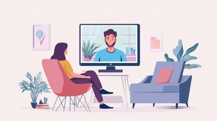 Fototapeta premium Digital Mental Health Support: Online Therapy Session for Emotional Well-being