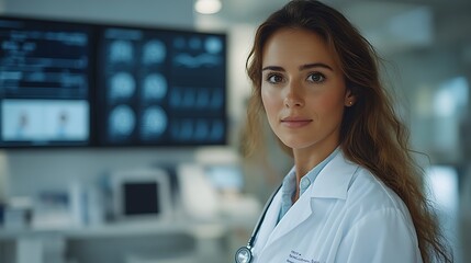 Obraz premium A general practitioner examining a patient's vital signs, with medical charts and digital health records in a bright, modern clinic 