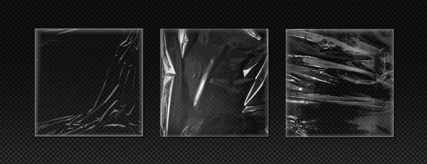 Set of vector vinyl and plastic film textures on isolated background.