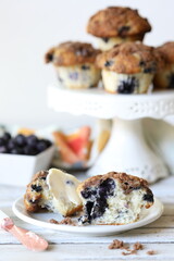 blueberries muffins on a table