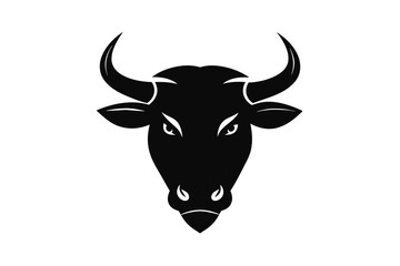 A Bull head icon, featuring a modern stylish shape with an underline, set on a solid white background vector art illustration