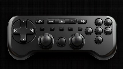 Black gaming controller with buttons, joysticks, and a D-pad.