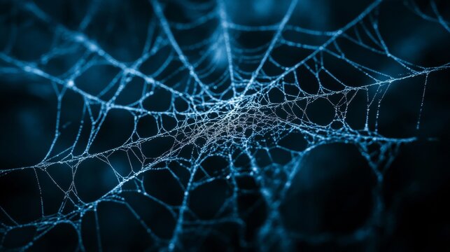 Cobweb texture for Halloween. Spider web with intricate patterns on a dark background