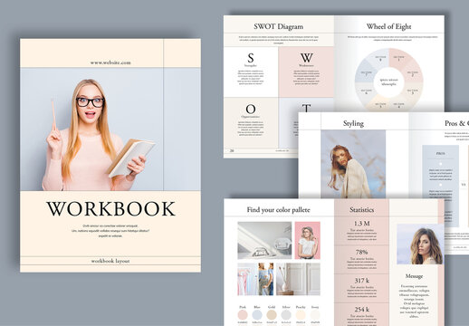 Elegant Workbook layout with warm colors 