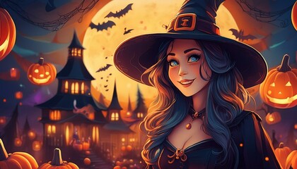Spellbound Soiree Dressed in Witch Costume for Halloween Festivities