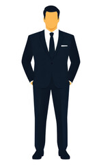 Stylish businessman in a formal suit poses confidently, exemplifying professionalism and elegance in a modern business setting.