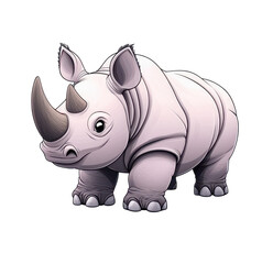 Fototapeta premium A whimsical illustration of a friendly rhinoceros, showcasing its unique features and charm. Perfect for children's literature.
