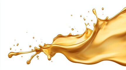 Fototapeta premium Splash of molten gold, dynamic flow and high gloss finish, isolated on white, representing movement, luxury, and high-end product design